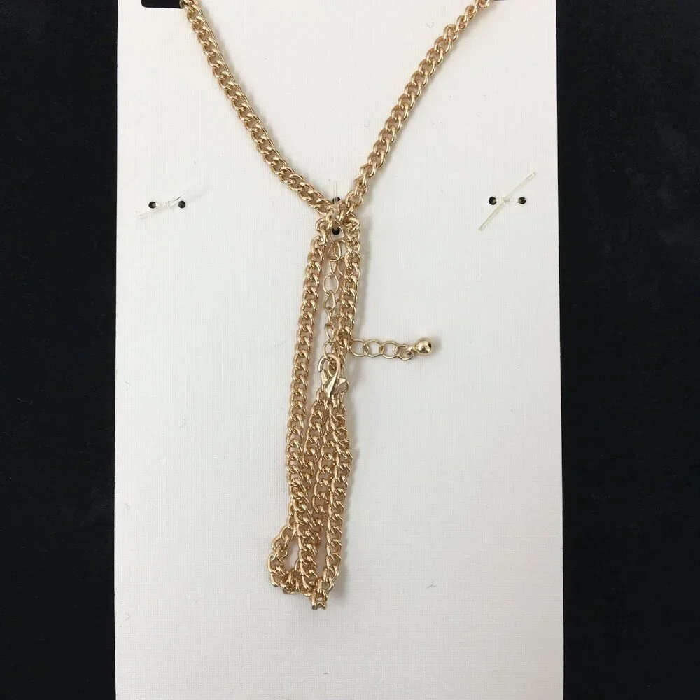 Iam Must Have Iridescent Blue and Gray Bead 3-Strand Layered Necklace NWT